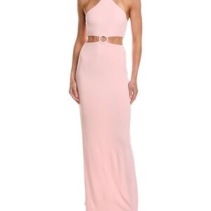 Alice + Olivia Blush Pink Strapless One-Shoulder Cutout Gown